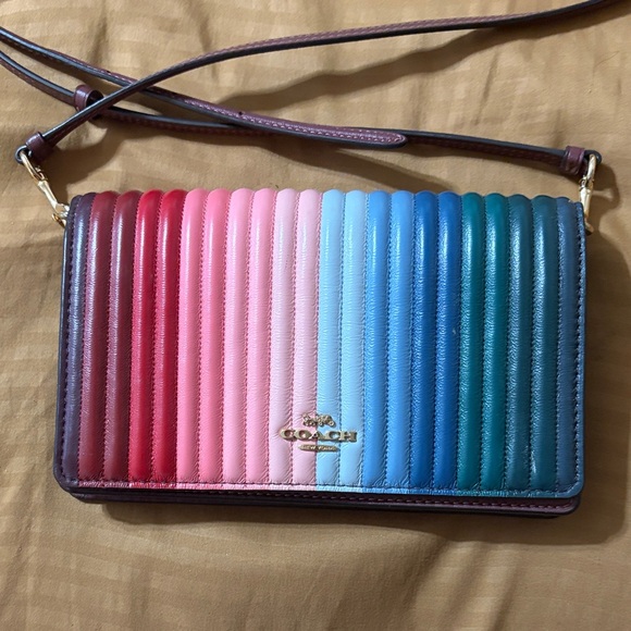 Coach Handbags - Coach Rainbow Stripe Crossbody Bag